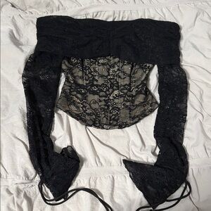 Princess Polly Black Lace Off-Shoulder Top